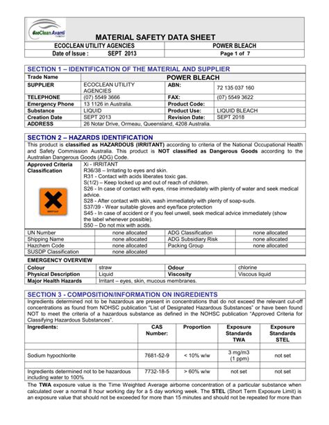 dcc chemical msds